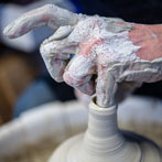 Sarah Villeneuu at work in her studio 2020